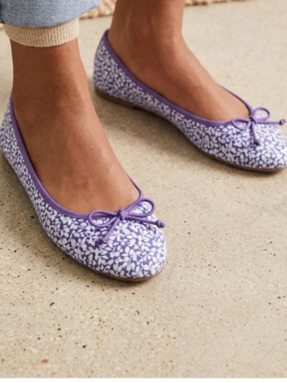 Women's Lavender Floral Ballet Flats